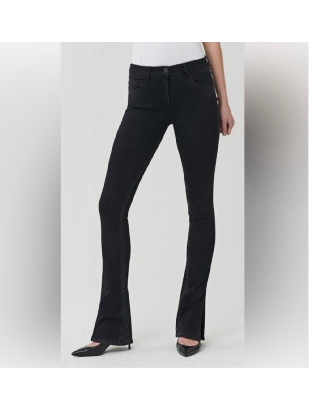 3X1 NYC Black Split Hem Bell Bottom Flare Denim Jeans Size 25 GUC